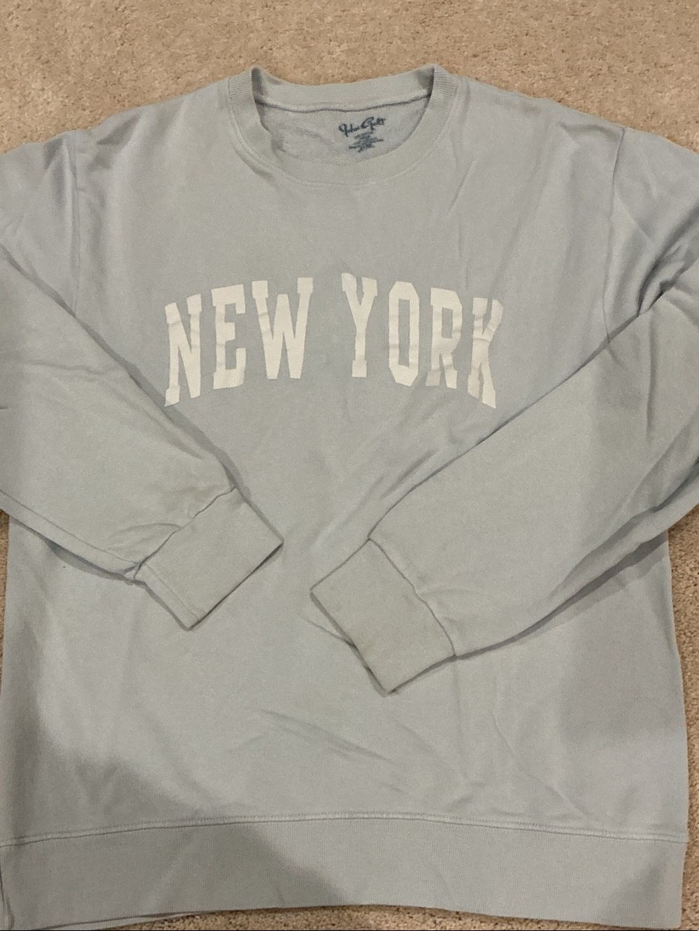 Brandy Melville Light Blue 'NEW YORK' Crewneck Sweatshirt